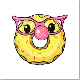 Cute donut with glasses Posters and Art